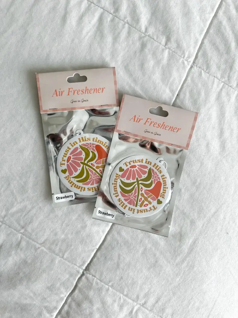 Trust in His timing, Bible verse air freshener