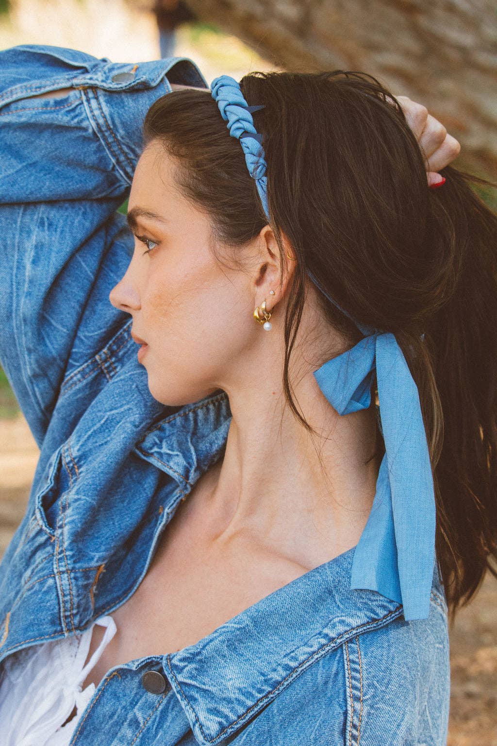 Denim Wrapped Wide Tooth Hard Headband