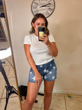 Star Print Denim Shorts