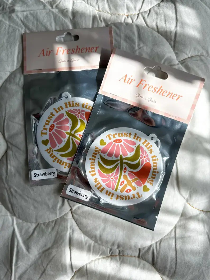 Trust in His timing, Bible verse air freshener