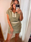 Olive Striped Skort Set