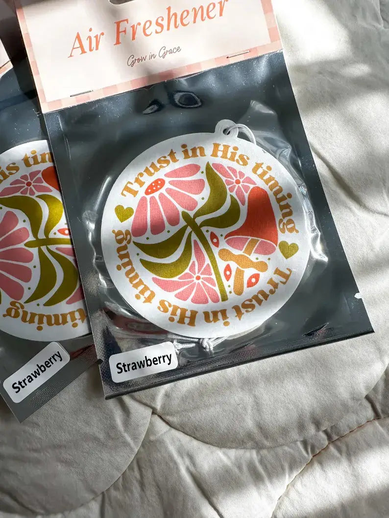Trust in His timing, Bible verse air freshener