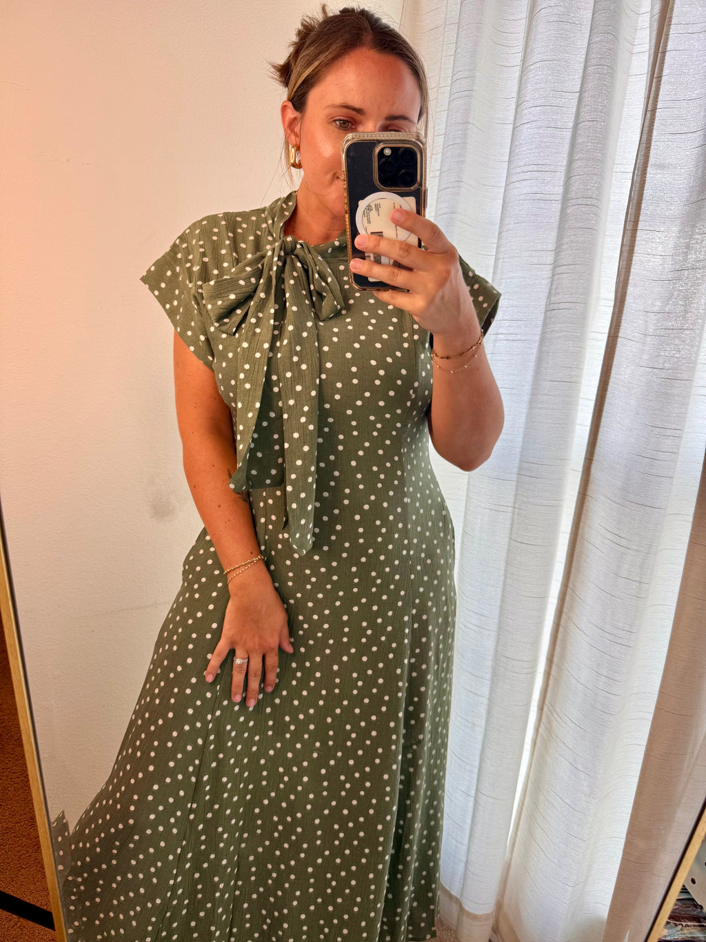 Olive Polka Dot Dress