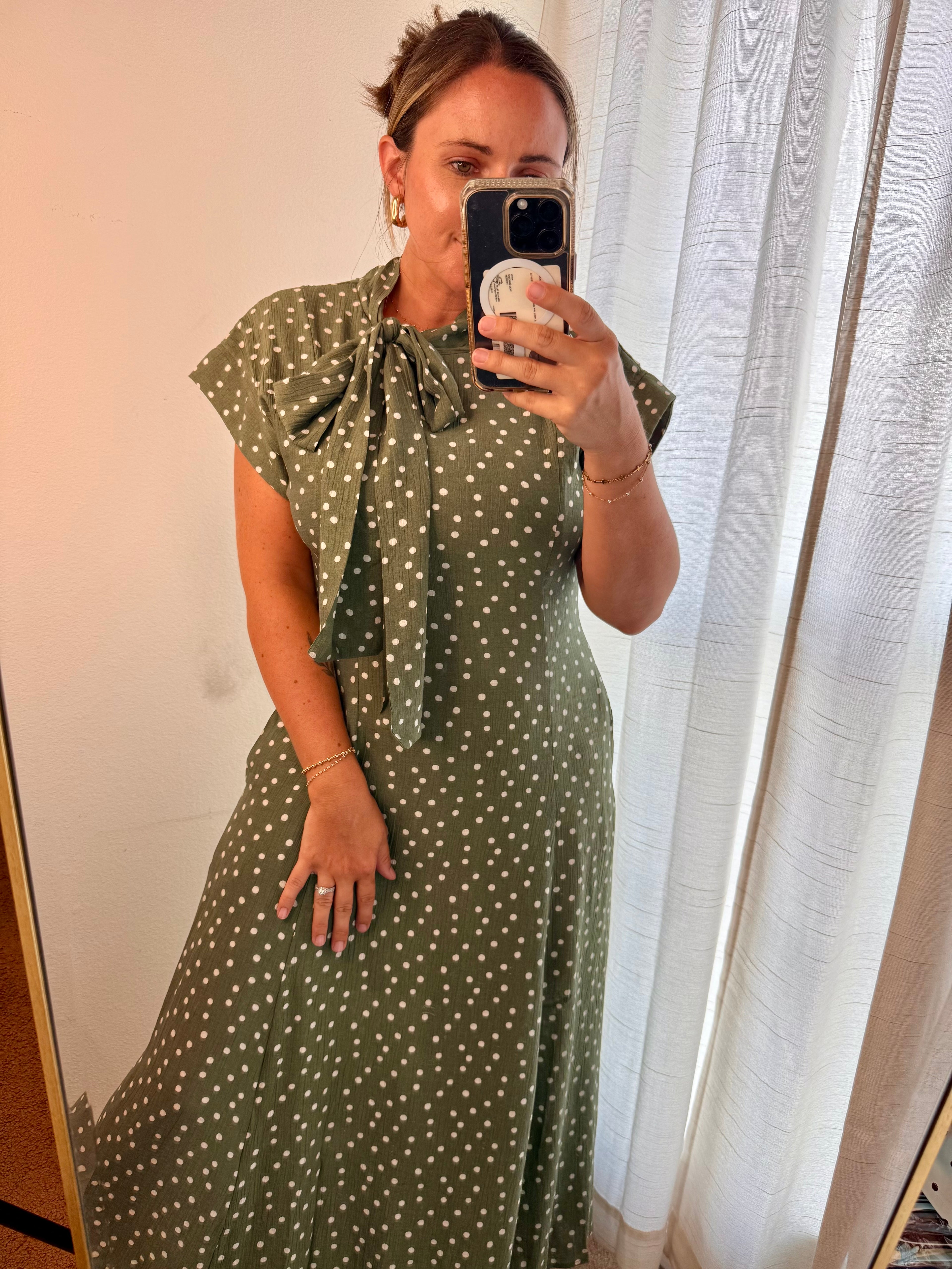 Olive Polka Dot Dress