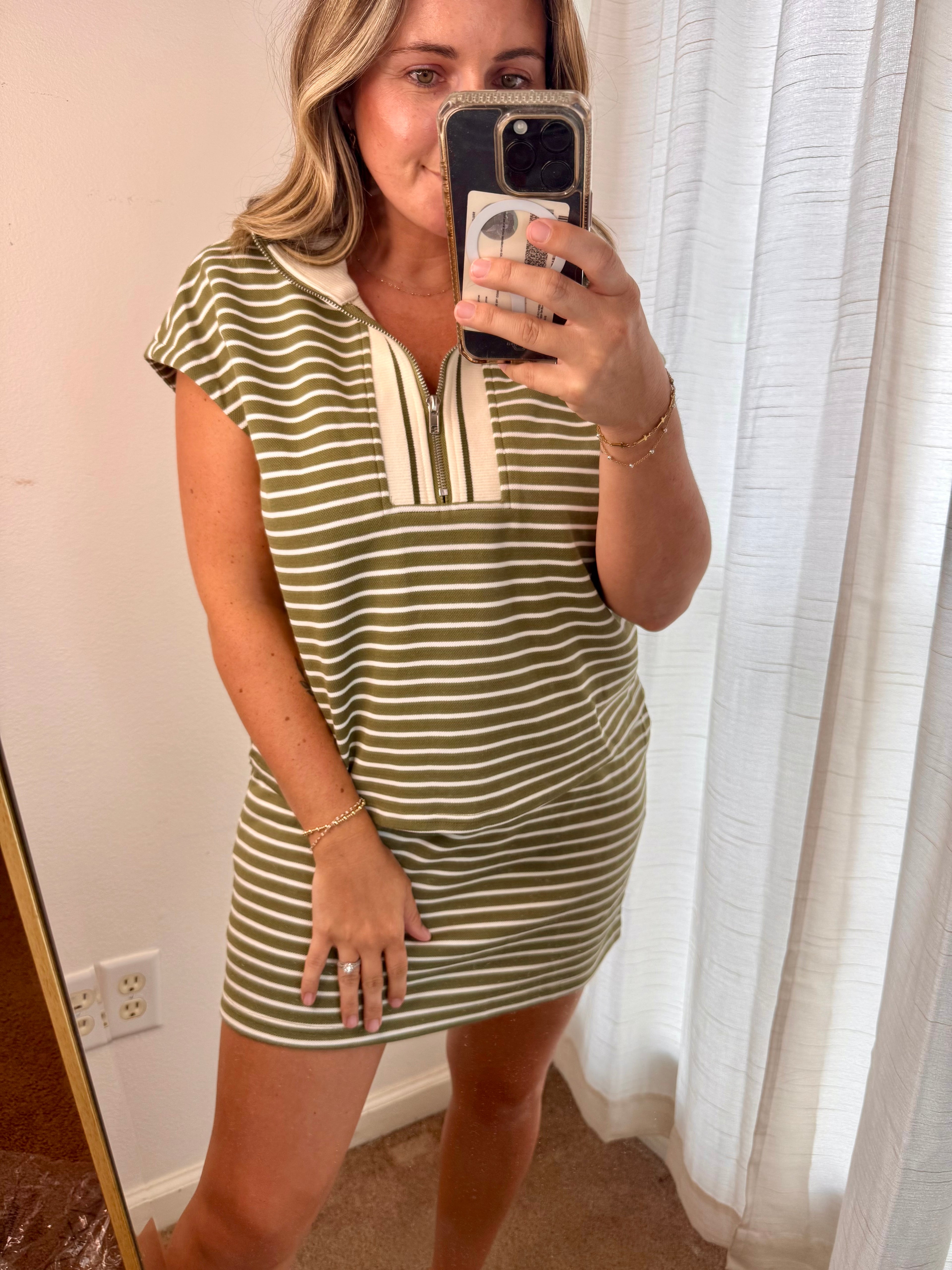 Olive Striped Skort Set