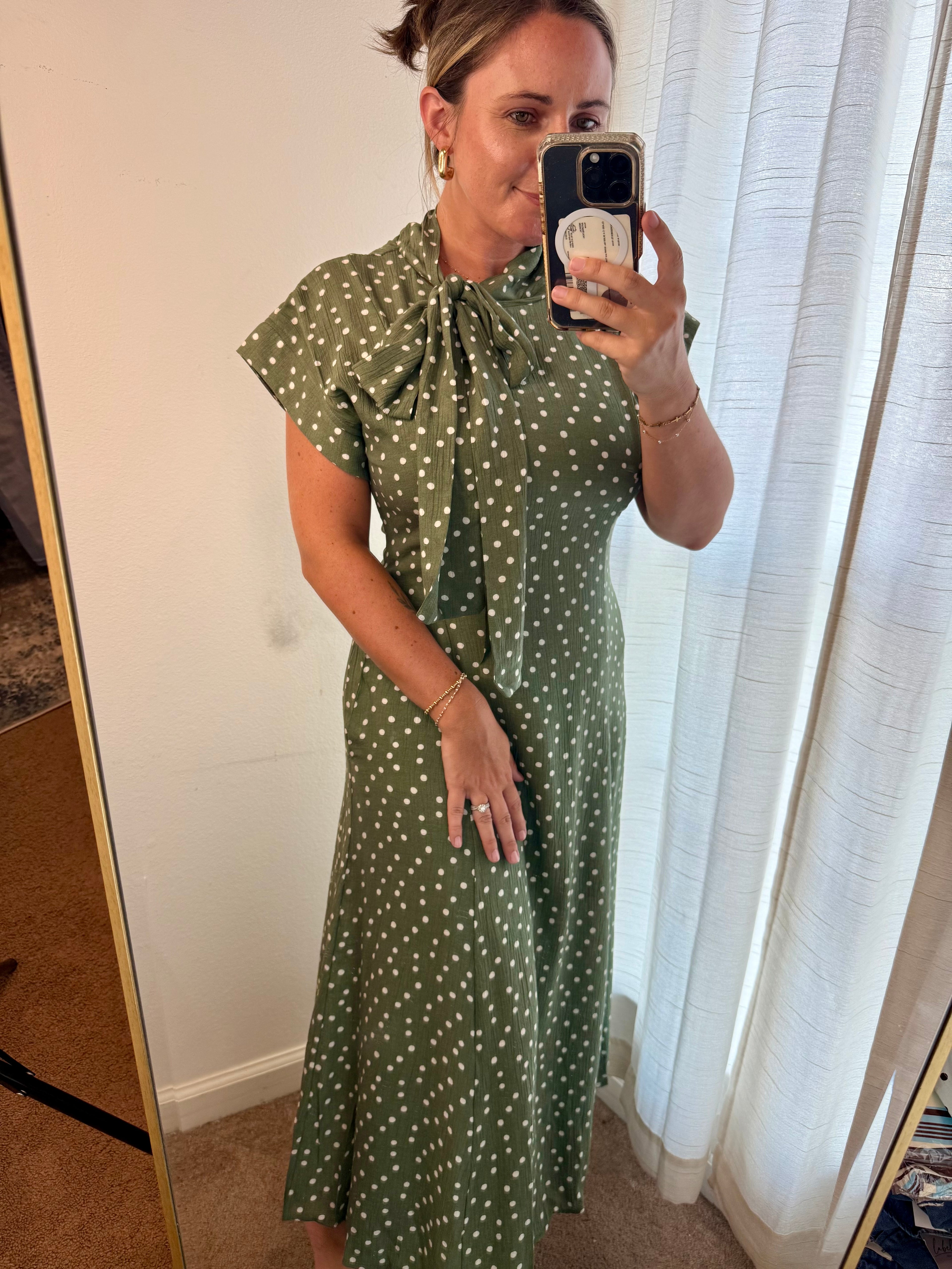 Olive Polka Dot Dress