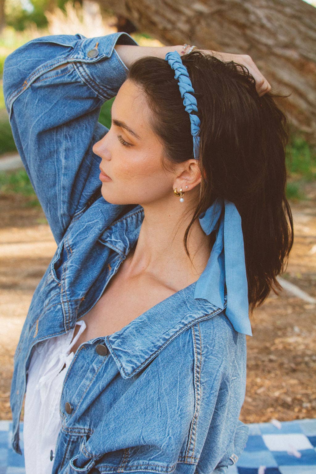 Denim Wrapped Wide Tooth Hard Headband
