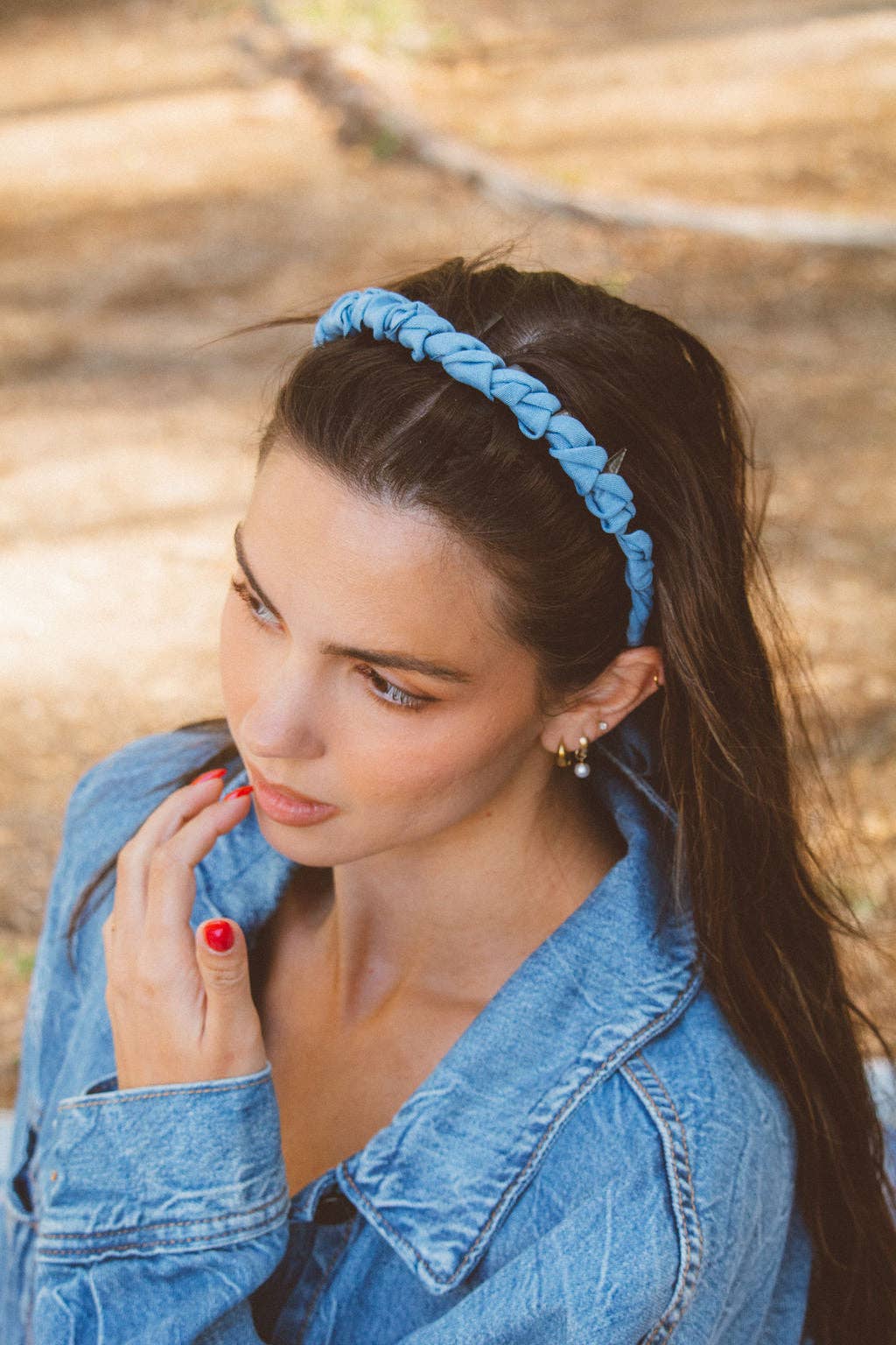 Denim Wrapped Wide Tooth Hard Headband