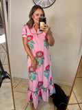 Pink Floral Midi Dress