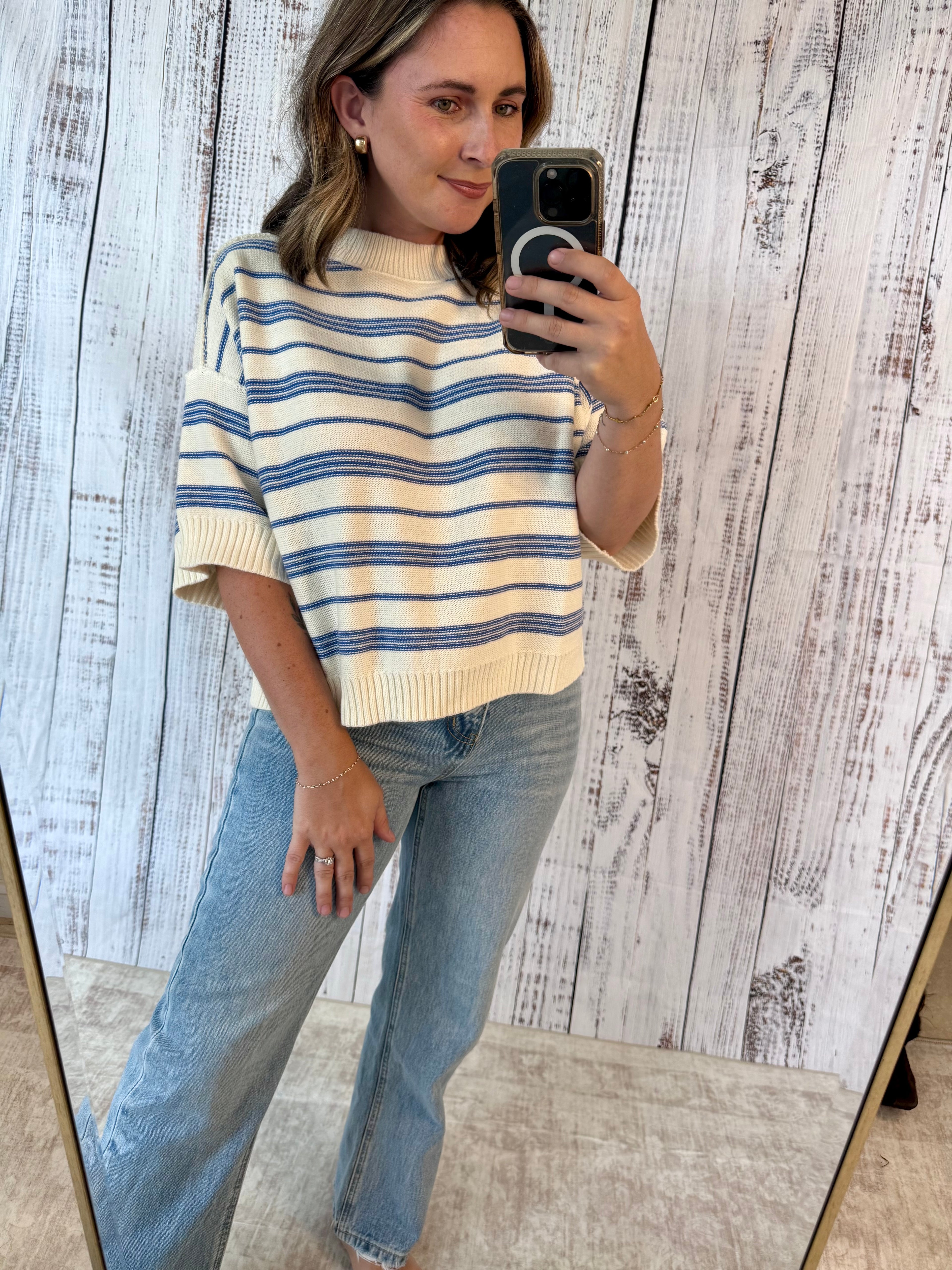Striped Knit Sweater Top