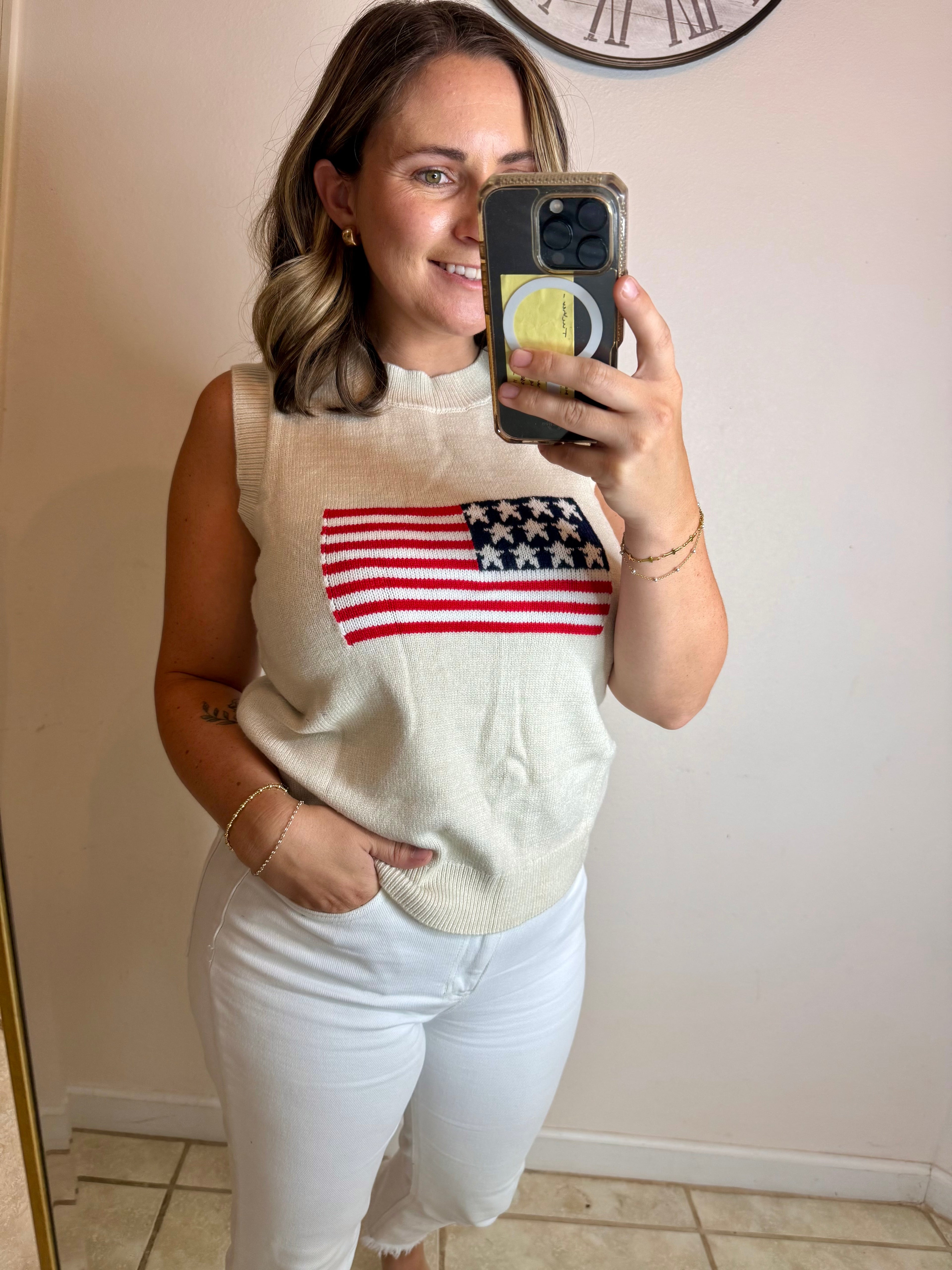 American Flag Sleeveless Top