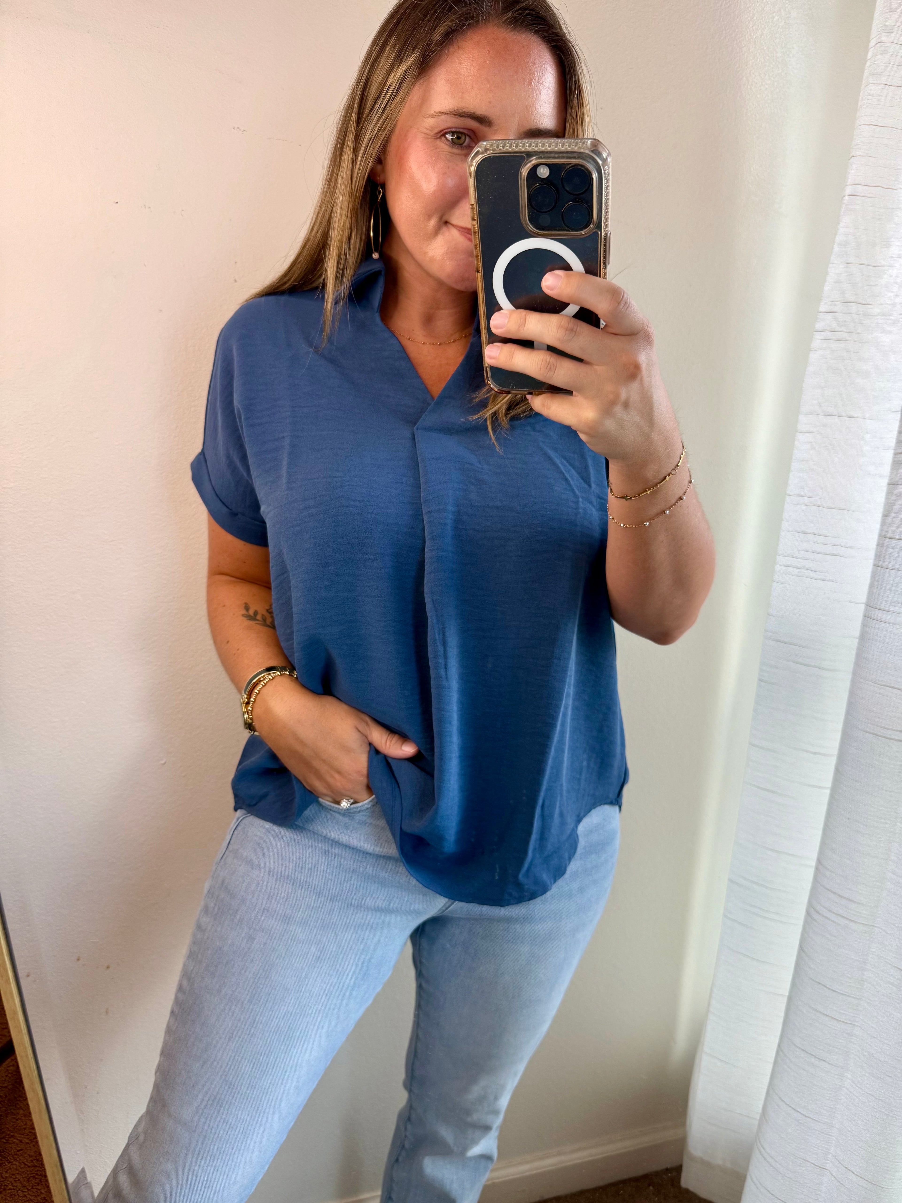 Blue Collared Blouse