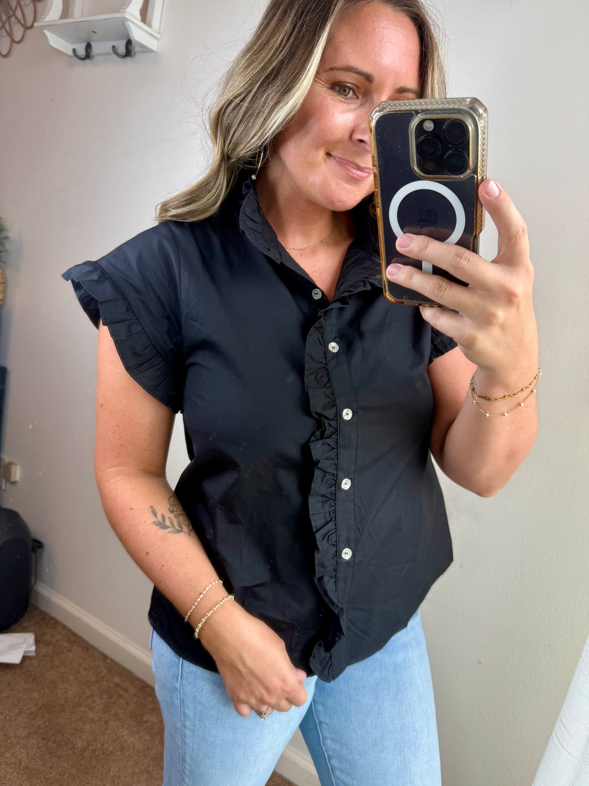 Black Ruffled Blouse