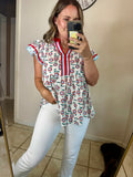 Sunflower Flutter Sleeve Blouse