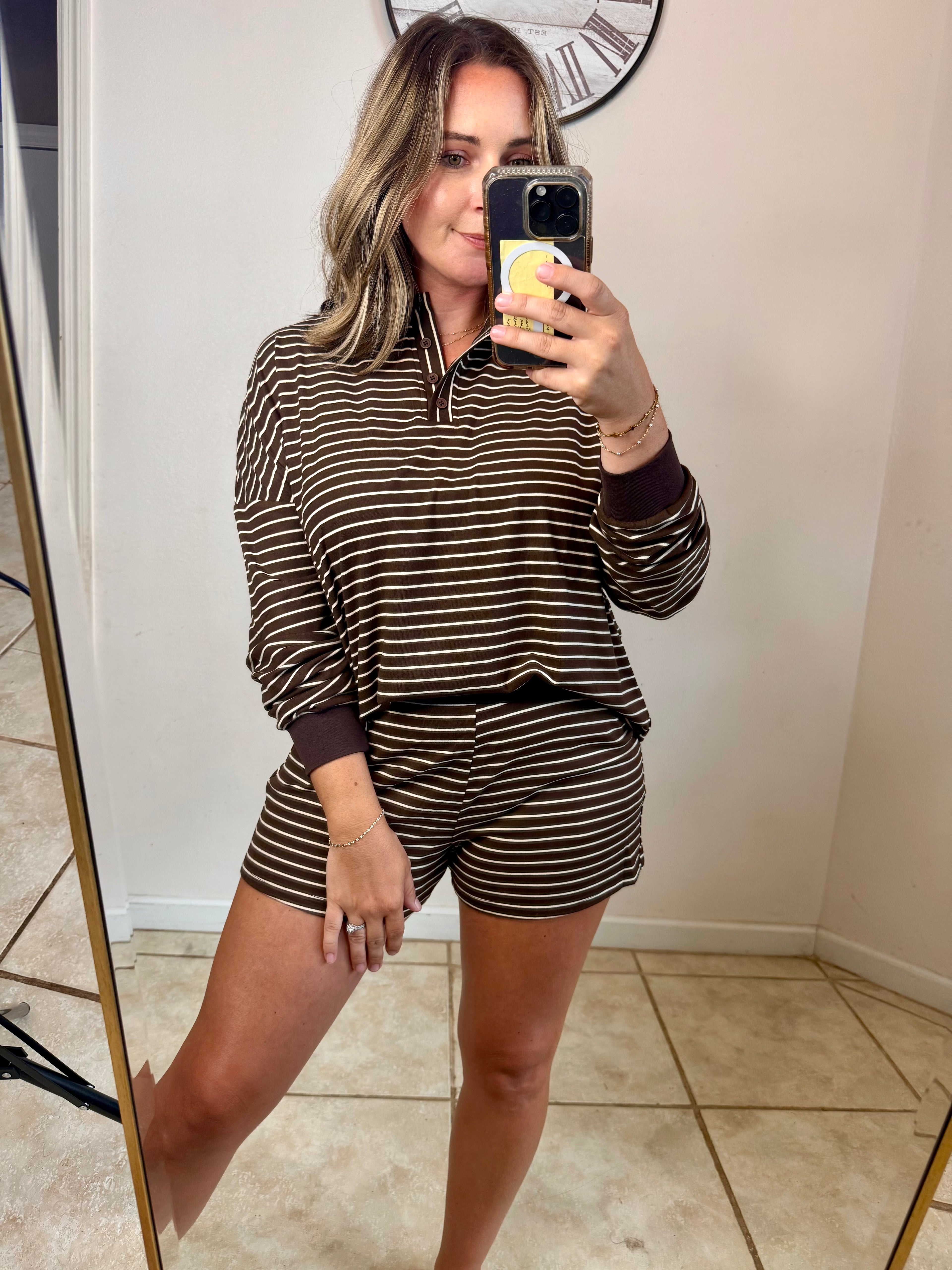 BROWN STRIPED SET