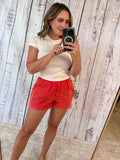 Washed Cotton Twill Pleated Shorts